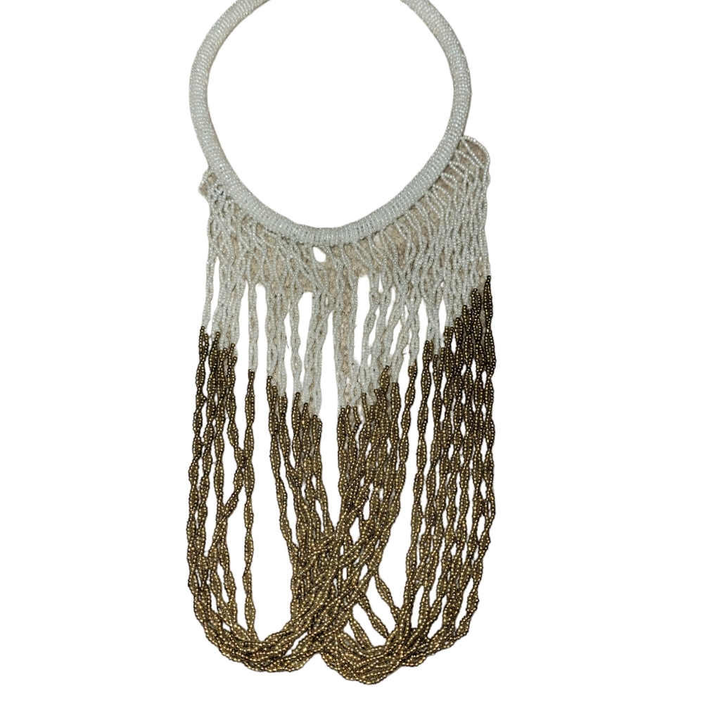 White bead necklace | Twisted necklace | Maasai necklace | African beaded neckla